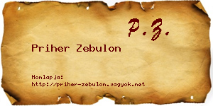 Priher Zebulon névjegykártya